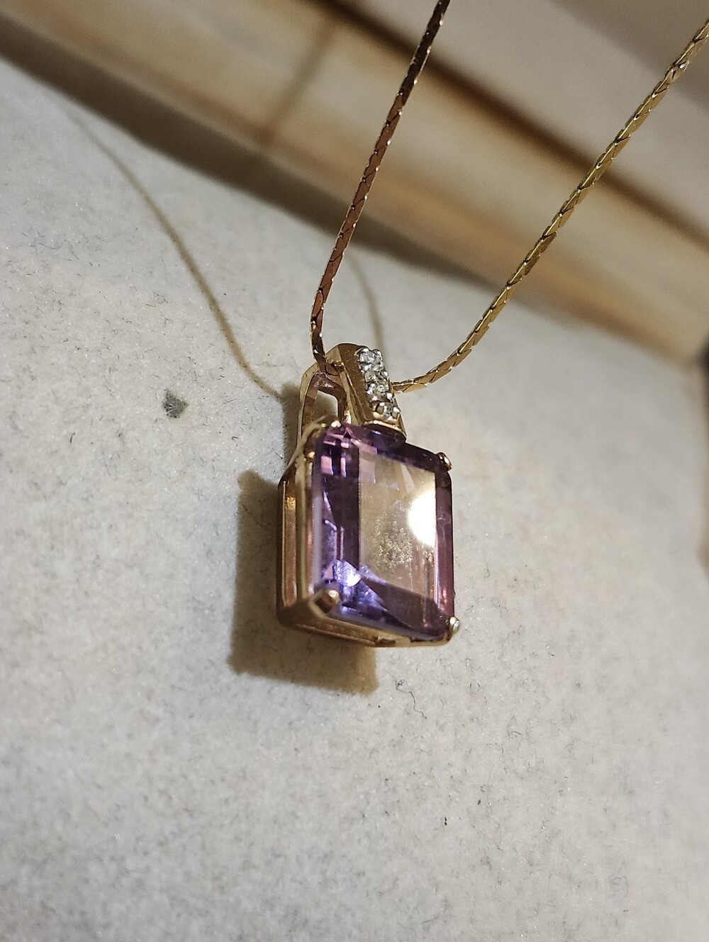 14K Amethyst And Diamond Pendant